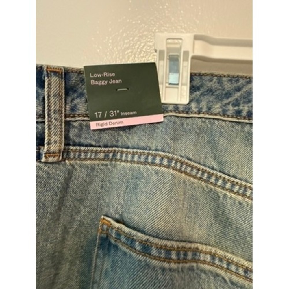 Wild Fable Womens Low-Rise Baggy Jeans Medium Wash Carpenter Rigid Denim Size 17 - Picture 5 of 5